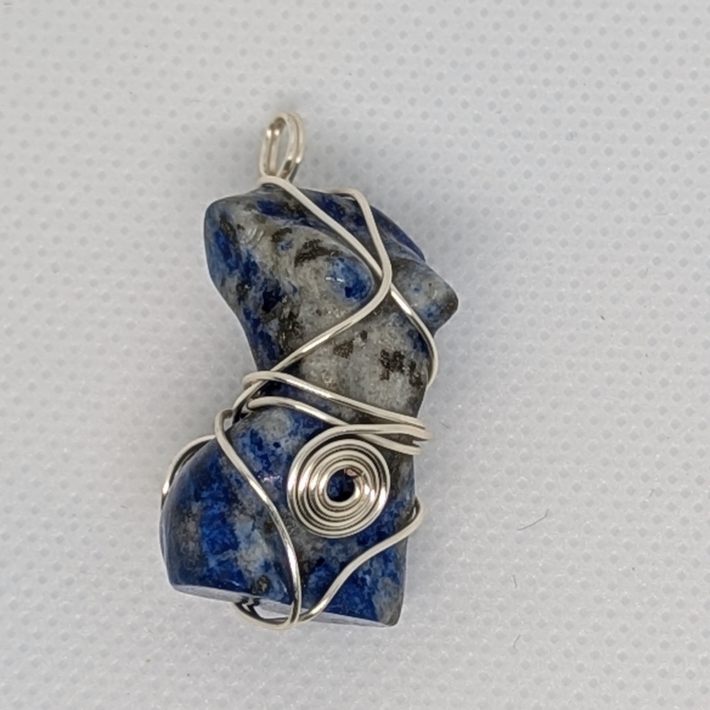 Silver and Blue Wire Wrapped Pendant